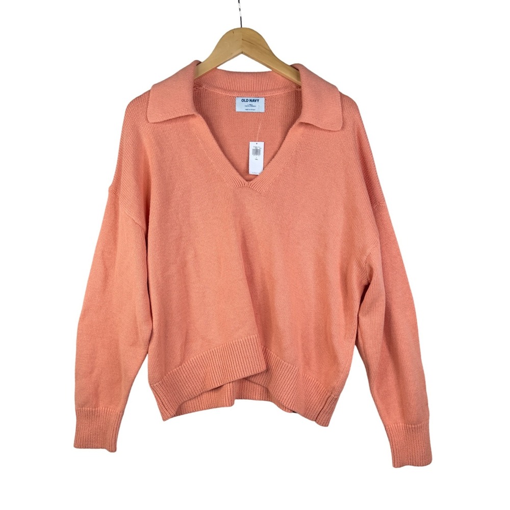 New Old Navy V-neck Collar Pullover‎ Sweater size Large Tall Orange